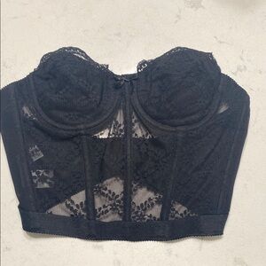 Saks Fifth Avenue Black Lace Bustier Bra
